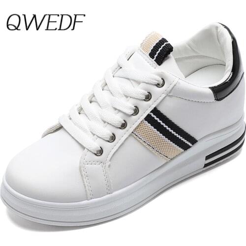 New Autumn White Hidden Wedge Heels Casual Shoes Woman Bling Platform Shoes Elevator High-heels Walking Sneakers Women Z5-49