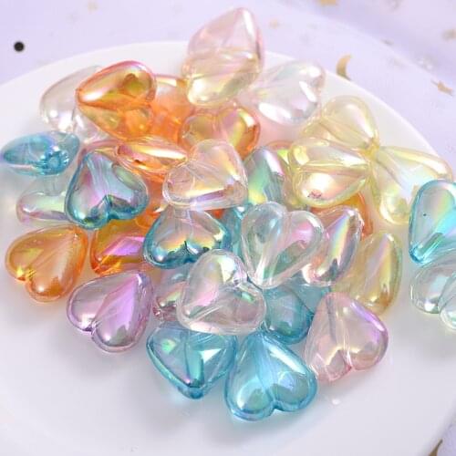10-50Pcs Acrylic Beads Illusory Color Transparent Ab Love Heart Shape Loose Spacer Beads for Diy Making Bracelet Accessories