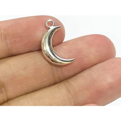 Wholesale 30pcs/lot 3D Moon Charms Jewelry Making DIY Bracelet Necklace Key Chain Earring Handmade Crafts Accessories Findings