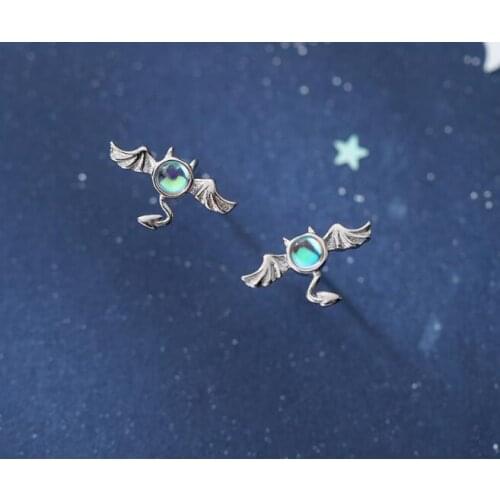 Authentic Real 100% 925 Sterling Silver fine Jewelry bat stud Earrings animal charms cute gtle2476