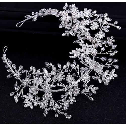 Luxury Crystal Headbands Elegant Silver Color Rhinestone Tiara Hairband Headpiece Women Bride Handmade Wedding Hair Accessories