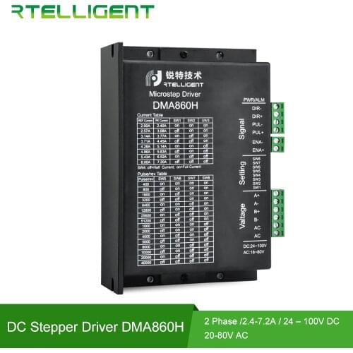 Rtelligent 2pcs DMA860H Nema 34 Stepper Motor Driver CNC Kits Stepper Motor DC Motor Driver for NEMA 23 34 Stepper Motor