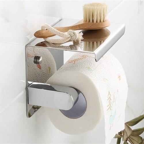 Roll Paper Racks Multifunctional Toilet Punch-free Creative Mobile Phone Tissue Holders Bathroom Stainless Steel Storage Holder
