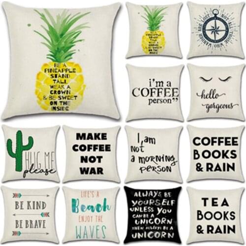SBB Hot Sales English Famous motto letter series Printed linen simple Cushion Cover Decorative Sofa Throw Home Decor Pillow Case