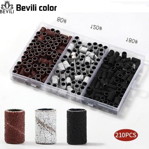 210 Pcs / Box Sanding Bands Without Mandrel 80#120#180# Electric Nail Drill Nail Care Polishing Gel Polish Removal Tools