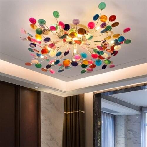 Modern Carnelian Led Ceiling Lamps for Home Decoration Living Room Bedroom Nordic Luxury Natural Agate Ceiling Lights Lighting