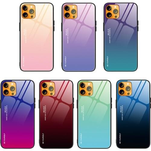 TPU Tempered Glass Gradient Smart Phone Protective Full Cover for iPhone 13 Mini Shockproof Anti-fall Mobile Phone Case Shell