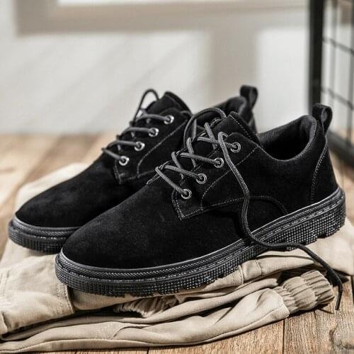 Platform Leather Shoes Men Casual Sneakers Breathable Suede Leather Shoes for Men Fashion Lace Up Spring Autumn Shoes Classic