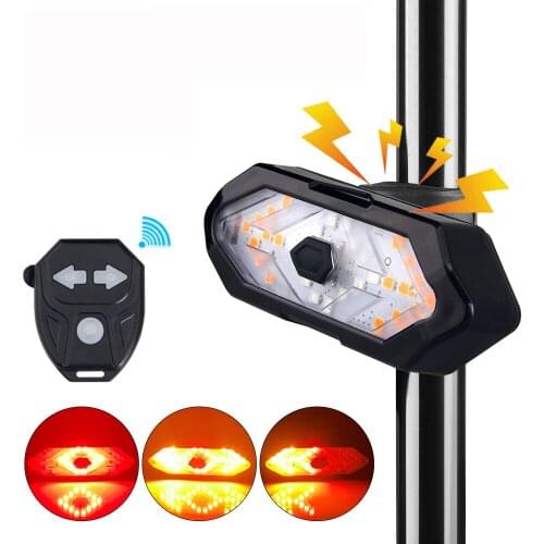 Smart Bike Rear Light Wireless Remote Control Warning Lamp USB Rechargeable Turning Signal Rear Light with Horn Funciton