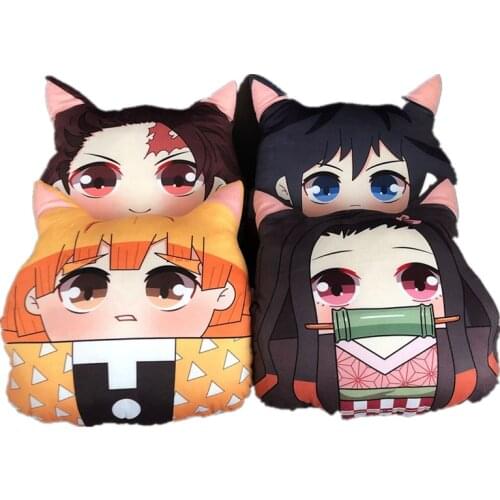 Japanese Manga Anime Plushies Cute Pillow Cushion Demon Slayer Kimetsu No Yaiba Tanjirou Nezuko Cartoons Stuffed Plush Toy