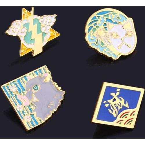 Anime Demon Slayer: Kimetsu no Yaiba Pins Kamado Tanjirou Agatsuma Zenitsu Hashibira Inosuke Badge Brooches For Fans Bag Gift