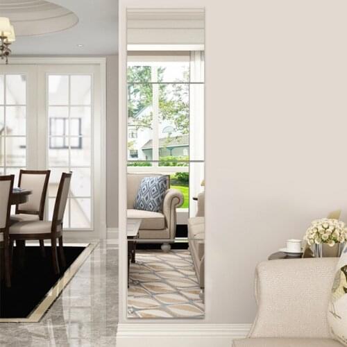 16pcs 15cm*15cm Square Adhesive Mirror Stickers Mirror Effect Tile Wall Sticker Decals For Home Bathroom Wall Decoration