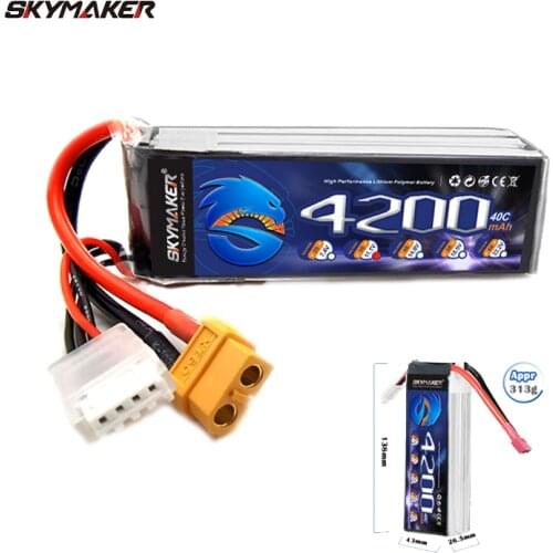 2PCS Lipo Battery 11.1v 4200mah 40C For RC Airplane Helicopter Boat Drone Parts Rechargeable Lipo 3s Skymaker RC Car Accessories
