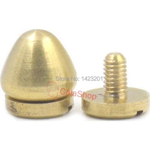 20 Pcs / Lot 9mmx8mm Solid Brass Screw Head Screw Feet Nailheads Spike Spot Stud Shoes Handbag Drawer