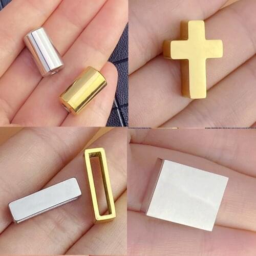 20pc stainless steel blank rectangle charm bead pendant personalized customization DIY jewelry making