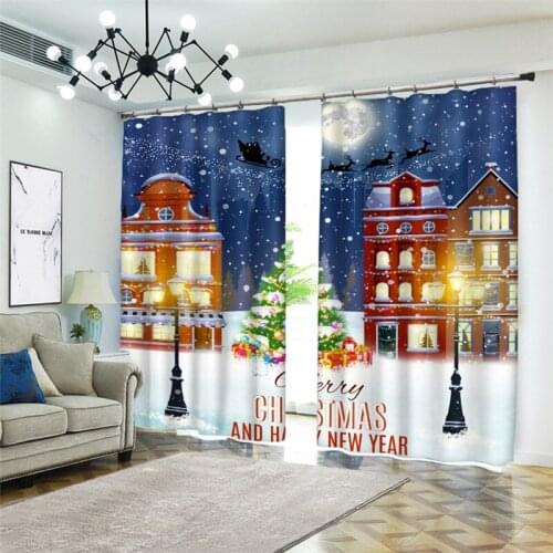 3D Curtains Blackout Bedroom Curtains Colorful Printing Curtain For Hotel Cafe Office Beautiful Christmas tree Dongguang