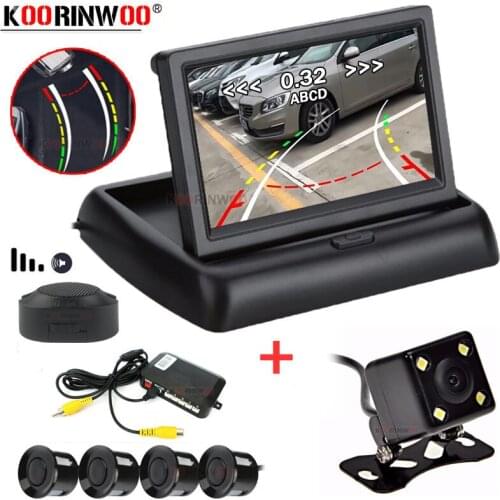 Koorinwoo Dual CPU Core Dynamic Trajectory car camera CCD Parking Sensors 22mm HD Monitor Rear view Blind Area Security System