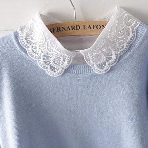 Decorative Shirt Tie Hooded false Decorative Ladies New Fashion Handmade Lace Fake Collar Women All Match White Detachable Shirt