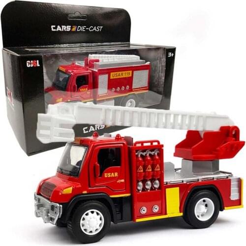 Kids Fire Truck Pullback Toy Fire Truck Vehicles Car Shock Resistant Alloy Car Model Educational Toys Boy Kids Toy Gift