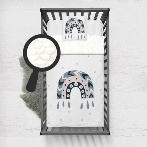 Kids Minky Blanket Super Soft and Warm Baby Blankets Children for Couch and Bed White Blue Beige Pattern Model 1344