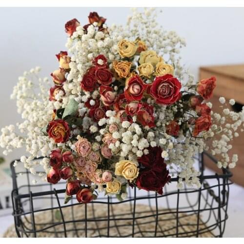 Hot Dried Flower Bouquet Art DIY Manual Dried Plants Arrangement Collocation Photography Props Gypsophila Home Party Decoration