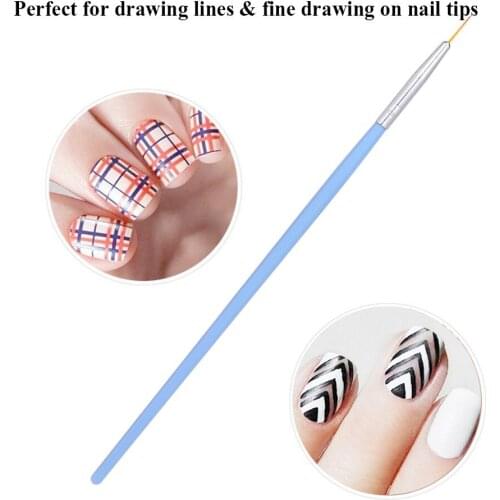 Nail Art Liner Brush UV Gel Painting Nail Brush Pen Set For Manicure Nail Liner Tool Plastic Handle