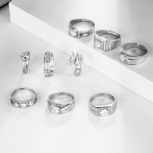 Rings for Women Simplicity Cubic Zirconia Rings Silver Plated Banquet Couple Wedding Rings Give Girlfriend Birthday Gift Jewelry