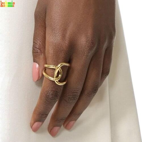 Ring Kshmir Simple, Exaggerated, Twisted, Curved, Line Intertwined, Metal Women, Fashion Men and Women Ring, Wedding Party Jewel