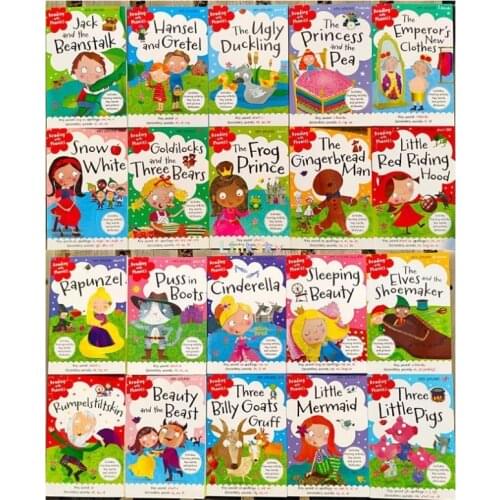 Collection 20 books/Set, Reading with Phonics, Fairy Tale English Picture Book, Early Education Baby Comic Contain