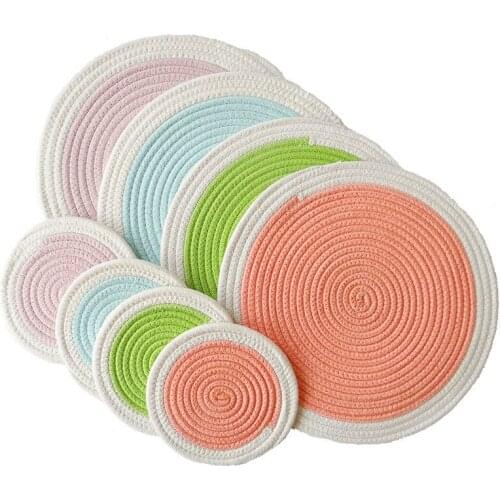 Round Table Mat Placemat Bowl Cup Drink Coasters Pad Set Cotton Pot Holders Christmas Decorations For Home Kitchen Accessories