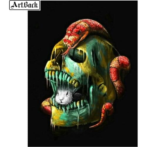 Mosaic skull snake 5d diy diamond painting skull full square round drill diamond embroidery 3d rhinestone decoration