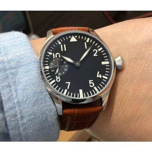 Sapphire crystal or mineral glass 44mm Asian 6497 17 jewels Mechanical Hand Wind movement mens watch luminous pa156-p8