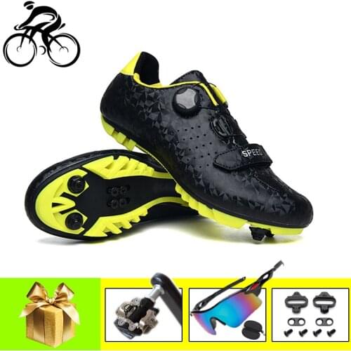 Men Mountain Bike Shoes Add SPD Pedals Cycling Sneakers Self-locking Breathable Professional Outdoor Riding Bicycle Sneakers