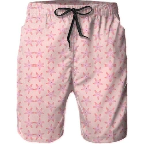 Male Shorts Causal R92 Breathable Quick Dry Graphicrunning Happy Little Pink Starfish