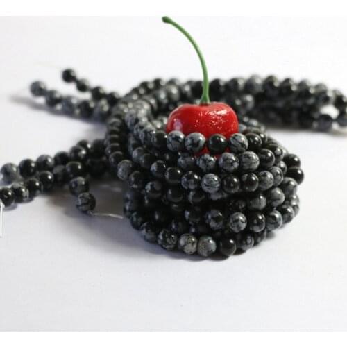 Natural fashion snowflake obsidian stone 6mm 8mm 10mm 12mm special round beads diy noble unique Jewelry B113