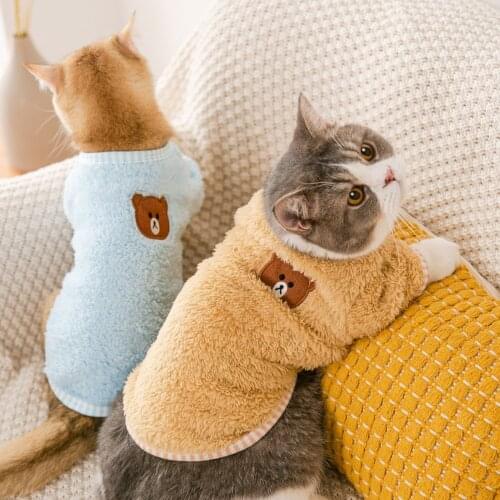 Dog clothes Cute bear print little dog clotheing Autumn and winter clothes teddy bears fight cats small dogs puppies