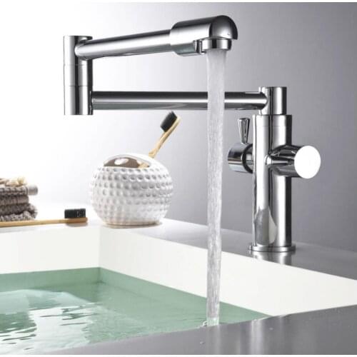 Hot & cold single lever hot and cold foldable kitchen faucet Swivel Black Oil Brushed/chrome Kitchen mixer Water tap sink faucet