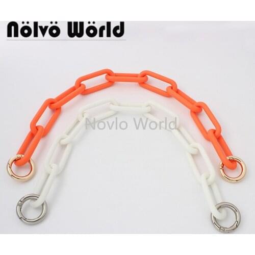 1-5pcs 2 colors total 40cm White 42cm Orange Resin Chain Gold /Silver Metals Luxury Bag Shoulder Strap Metal Chain in Carabiners