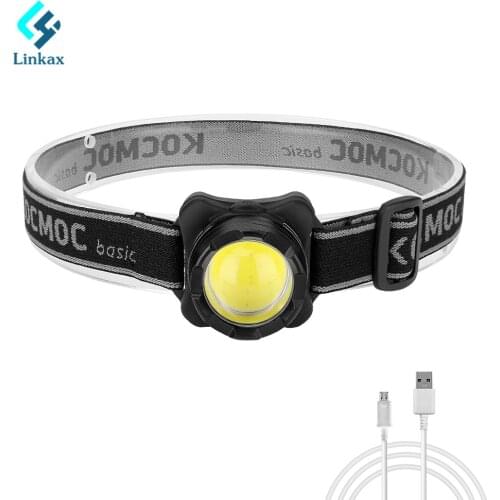 Outdoor Camping Portable mini COB LED Headlamp White+Red Light USB charging Fishing headlights flashlight With battery USB Cable