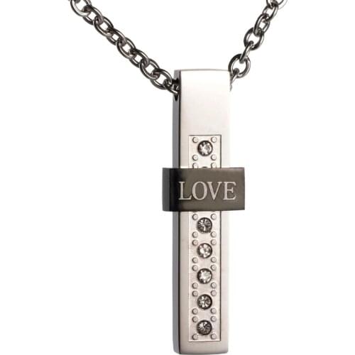 Statement Unisex Trendy Quality Stainless Steel Cute Love Pendant Chain Crystal 316L Necklace Jewelry Wholesale