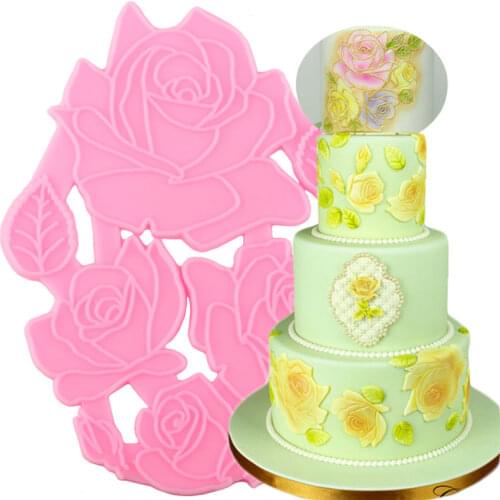 Rose Flower Lace Silicone Mold Wedding Cake Border Fondant Cake Decorating Tools Candy Chocolate Gumpaste Molds Clay Resin Mould