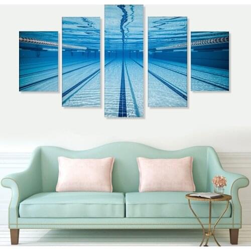 SWIMMING STRAIGHT Framed 5 Panels Canvas Print Painting Modern Canvas Wall Art for Wall Pcture