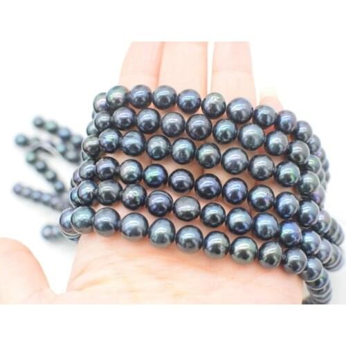Freshwater pearl black near round 9-10mm A FPPJ wholesale beads nature loose beads 15inch for DIY jewelry