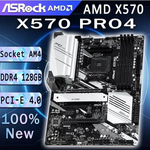 Socket AM4 ASRock X570 Pro4 Motherboard DDR4 AMD X570 128GB DDR4 PCI-E 4.0 AMD X570 AMD Ryzen Kit X570 Placa-mãe AM4 AMD New
