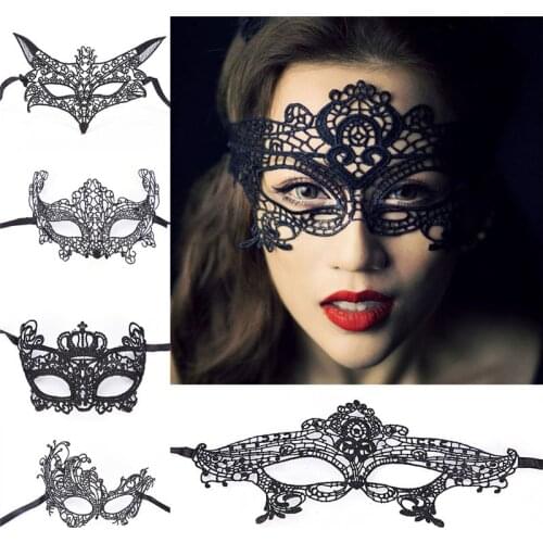 12style Sexy Mask Blinder Blindfold Erotic Fetish Bdsm Slave Restraint Adult Game Sex Toy Product For Women Lady Black Lace Mask