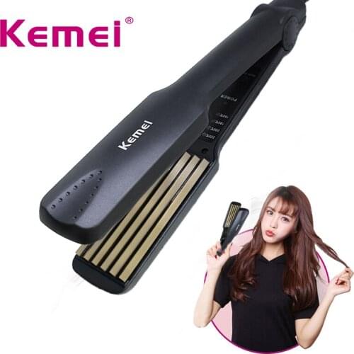Kemei Electric Curling Irons Tourmaline Ceramic Corrugated Straightener Hair Curler Deep Wave Big Corrugated Styling Tools F30