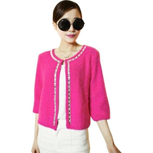 Sweater Women 2021 New Round Neck Knit Cardigan Jacket Loose Fifth Sleeves Wild Sweaters Coat Jumper Clothing Vestidos MMY369