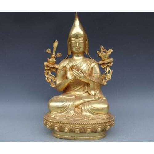 Tibet Buddhism Temple Classical Pure Copper Bronze Tsong-kha-pa Buddha Statue