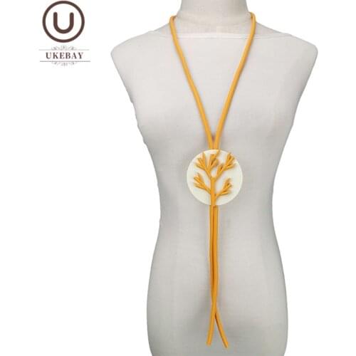 UKEBAY New Life Tree Pendant Necklaces Women Handmade Long Necklaces Statement Sweater Chain ethnic Jewelry Wedding Accessories