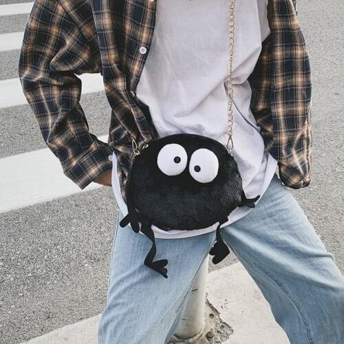 Japanese Harajuku Funny Woman 2019 New Korean Canvas Plush Shoulder Bag Cartoon Ugly Cute Girl Soft Portable Messenger Bag